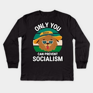 Only You Can Prevent Socialism - Dog Camping Vintage Funny Kids Long Sleeve T-Shirt